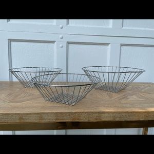 Set of 3 Vintage MCM Chrome Stacking Baskets